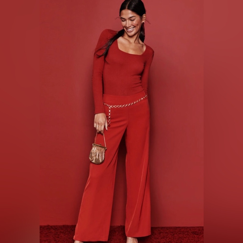Summersalt Red Wide Leg Pants Slacks Trousers for Effortless Elegance Large NWT